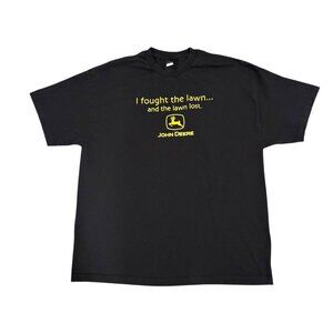 John Deere I Fought The Lawn And The Lawn Lost Black Cotton T-Shirt Mens Size XL